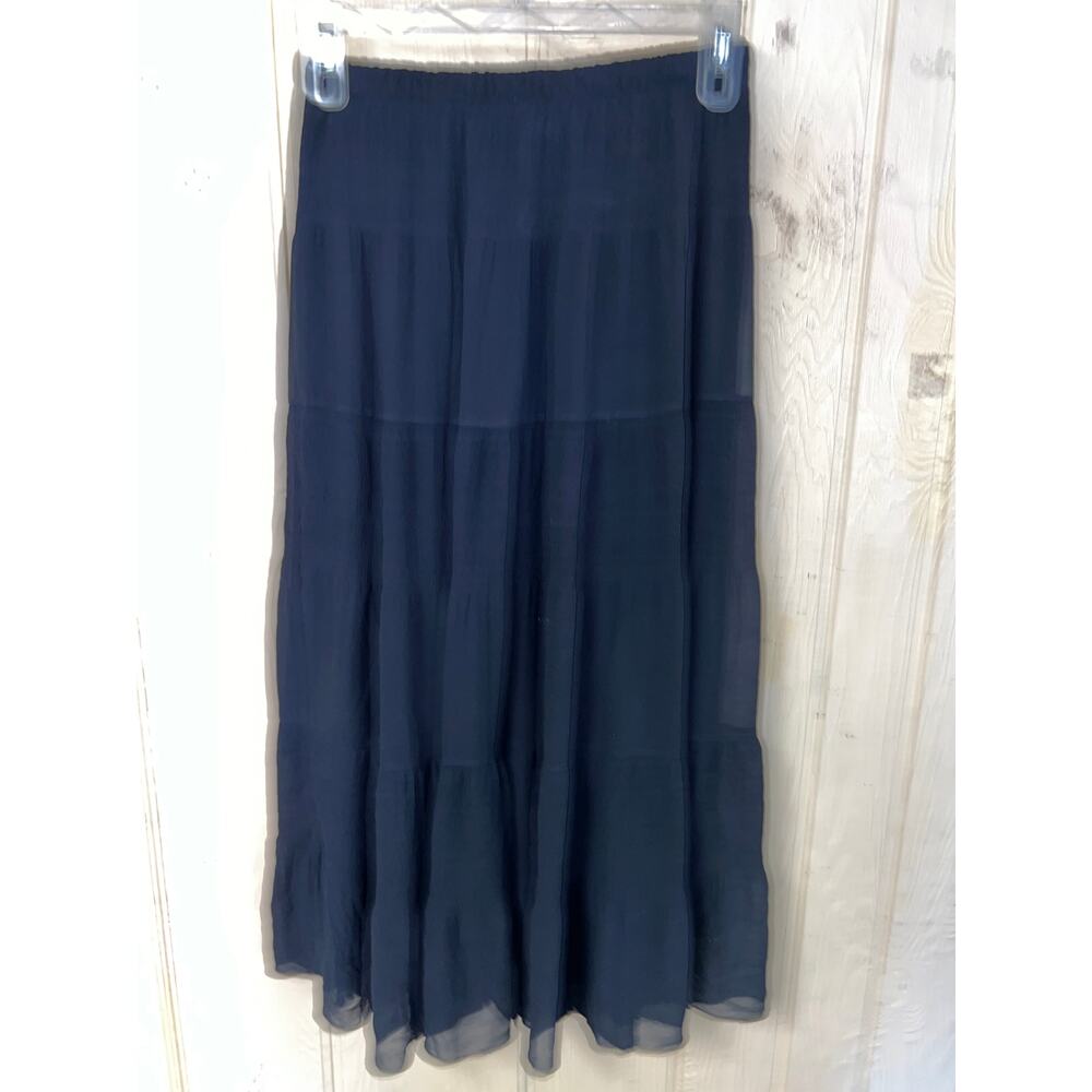 Maxi Skirt X-Large Witch Tiered Crinkle Chiffon Witchy Goth Peasant BoHo Black - Picture 4 of 5